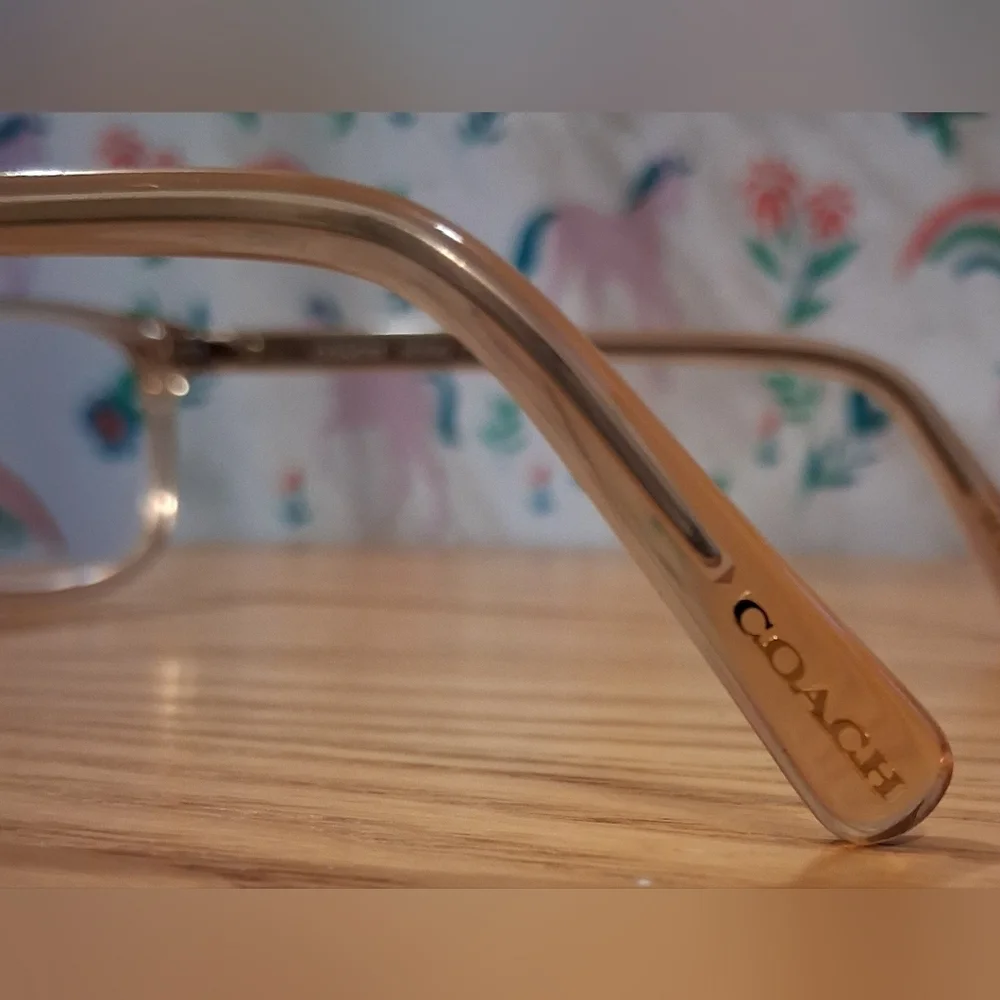 EUC Y2K Coach HC6143 Transparent Champagne Logo Glasses Reading Frames